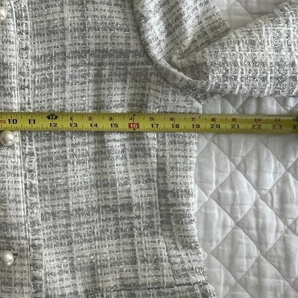Kate Spade Cream/Ivory/Silver Star Bright Sparkle Tweed Coat Jacket Size 6 NWT - Picture 7 of 16